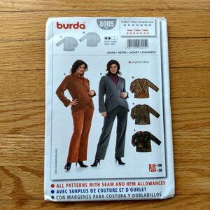 Plus Size 18-30 Jacket Sewing Pattern Cardigan XL 3x 4x 5x UNCUT Burda 8005
